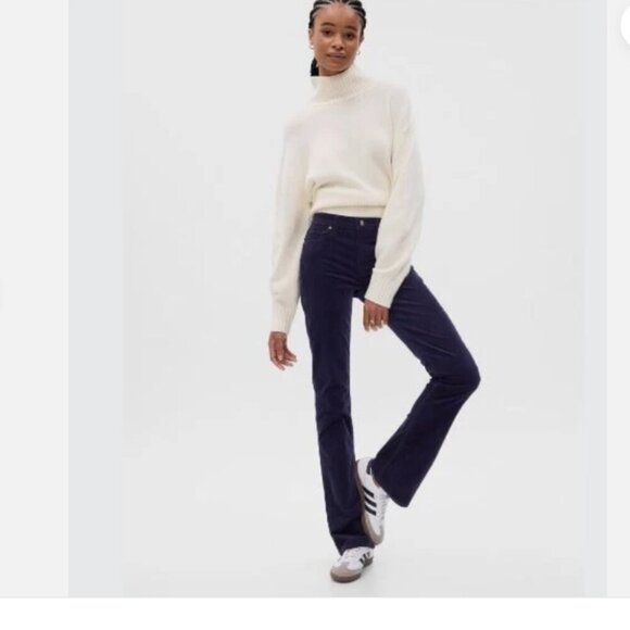 GAP Mid Rise Corduroy Baby Boot Navy Blue BOHO Pants Size 27/4 RT$80 #728768 NEW - Picture 1 of 11